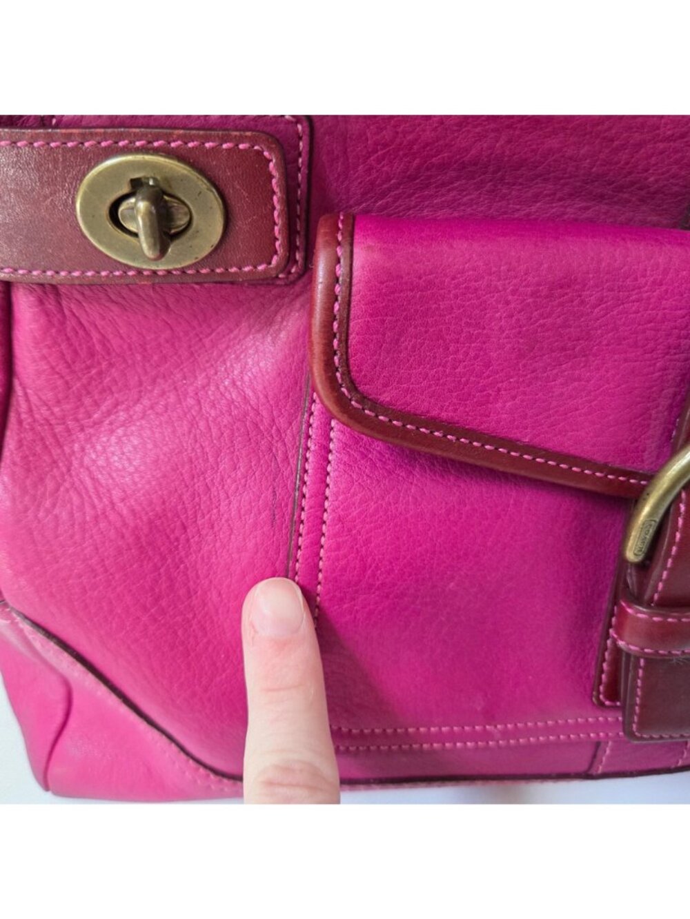 Coach Purse Soho Dowel Top Dual Tone Fuschia Satchel Bag Limited Edition 9749 - Picture 4 of 16